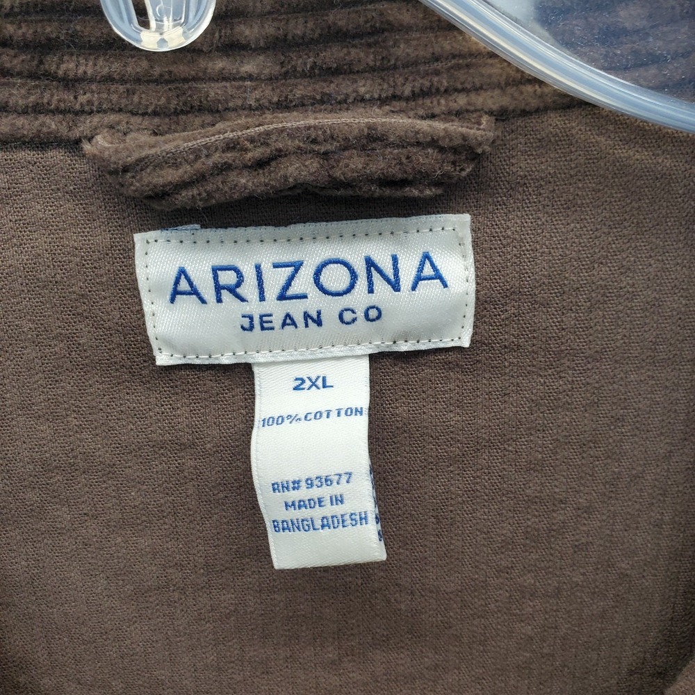 Arizona Shirt Jacket Mens 2XL‎ Brown Corduroy Mountain Trail Collar Button Front - Picture 7 of 12